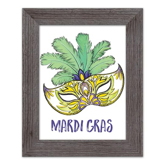 Mardi Gras Mask Watercolor Western Gray Framed Print